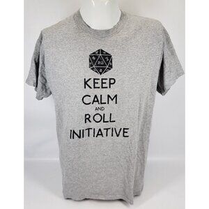 Keep Calm and Roll for Initiative D20 Gamer Men's L Gray T-Shirt Role Playing